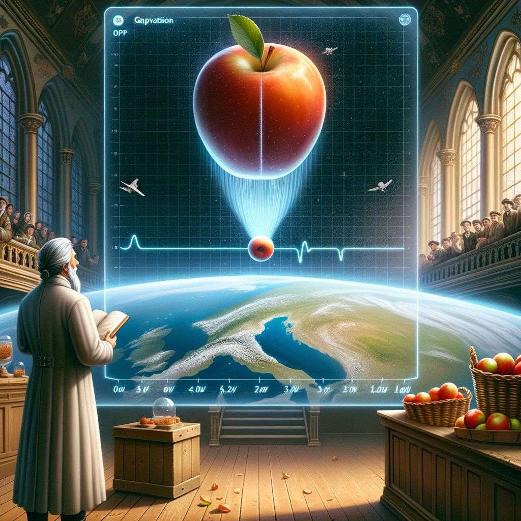 the discovery of gravity, a hologram projection